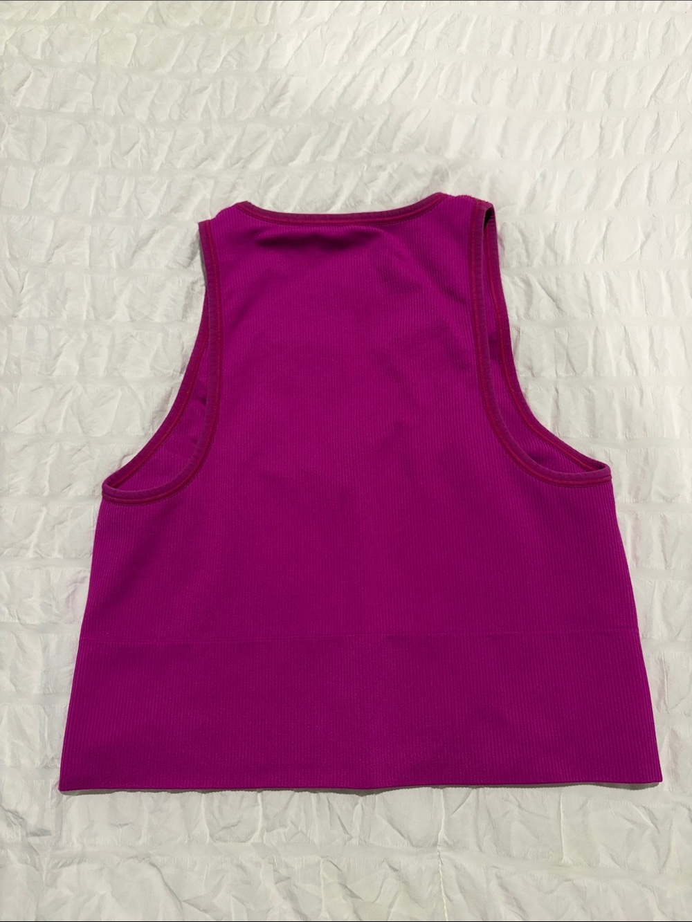 Athleta V-Neck Ribbed Crop Tank - Fuchsia - Picture 3 of 3